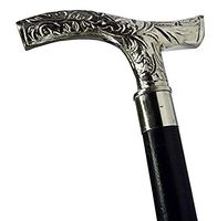 Aaban Nautical Victorian Walking Stick - Chrome Walking Cane – 37” Handmade Detachable Brass Derby Handle A