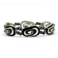 Relaxus Magnetic Jewelery. Hematite Bracelet Black Silver Swirl