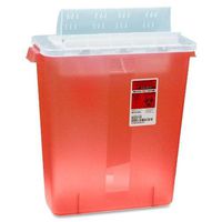COVIDIEN Transparent Red Sharps Container, 16.3" x 13.8" x 6"