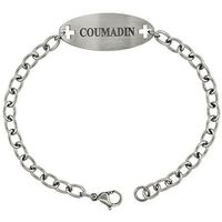 Surgical Stainless Steel Medical Alert Coumadin Bracelet 9/16 inch Wide, up to 9 inch Long