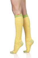 VIM & VIGR Nylon 15-20 mmHg Compression Socks for Women & Men (Lemon & Lime, Large)