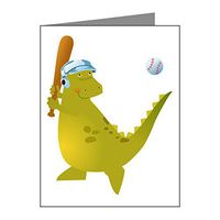Note Card Baseball Playing Dinosaur
