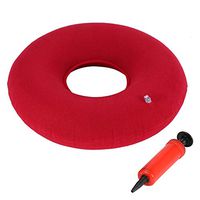 wosume Seat Cushion, 3 Colors Plush Fabric + PVC New Inflatable Round Chair Pad Hip Support Hemorrhoid Seat Cushion With Pump(Red)