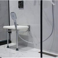 DWW Foldable Bathroom Shower Seat Wall Mounted Bath Safety Seat Modern Bench Stool - Firm PE Seat Plate with Drainage Hole - Disable, Elderly, Adults