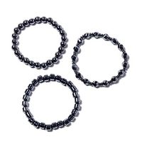 Shop LC Delivering Joy Set of 3 Hematite Metal Healing Energy Magnetic Therapy Relief Beads Stretch Bracelet Bangle for Women Stretchable