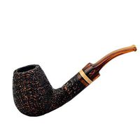Brebbia Ninja (sabbiata 839) Bent Brandy Tobacco Smoking Pipe with Turtle Color Acrylic stem and Boxwood Band