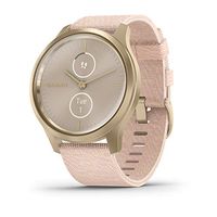 Garmin vívomove Style, Hybrid Smartwatch with Real Watch Hands and Hidden Color Touchscreen Displays, Gold with Pink Woven Nylon Band