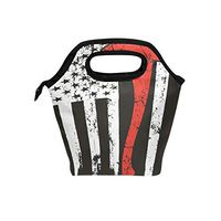 CHLBOJ American Flag Firefighter Lunch Bag Tote Handbag lunch box Food Container Gourmet Bento For Travel Picnic School Office