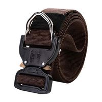 succeedtop Tactical Military Canvas Belt, Nylon Webbing Waist Belt with V-Ring Heavy-Duty Quick-Release Buckle,Military Men's Outdoor Training Belt- Long 49.21in (Coffee)