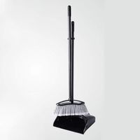 Indoor Broom And Dustpan - Home Fur Windproof Broom Set - Long Handle And Brush - For Indoor And Outdoor (black)