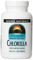 Source Naturals Broken Cell Wall Chlorella, Pure Micro-Algae, 500mg, 200 Tablets