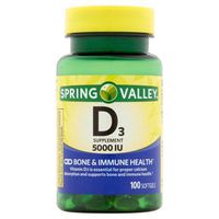 Spring Valley Vitamin D-3 Maximum Strength Softgels 5000 Iu Dietary Supplement, 100 ct (3 Pack)