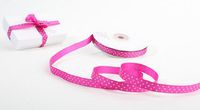 3/8" Wide Multi-Colored Hot Pink & White Polka Dot Grosgrain Ribbons - 50 Yards Total (2 Spools - 25 Yards Each)