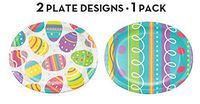 Easter Doodles Large Heavy Duty Oval Plates, 55 Count