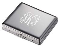Personalized Visol Gilmore Chrome Cigarette Case for Regular Cigarettes with Free Laser Engraving ([A] Vine Monogram)