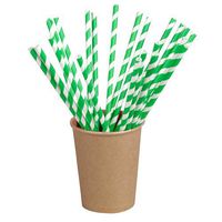 PacknWood 210CHP19 Green-Striped Paper Straws 7.75 Inch - Pack of 500