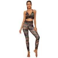 ♛HebeTop♛ Women's 7 Pieces Outfits Yoga Suits with Workout Leggings and Racer Back Sports Bras Tracksuits Green