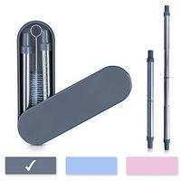 Reusable Straws Stainless Steel Metal - Telescopic Long Drinking Straw That is Portable, Collapsible, Retractable and Creates Zero Waste - Travel Case & Cleaning Tool Included (Graphite)