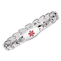 Fashion Steel Double Heart Medical Alert id Bracelet for Women-(8.5)