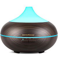 InnoGear 500ml Aromatherapy Essential Oil Diffuser Wood Grain Aroma Diffusers Cool Mist Humidmifier with Timer Adjustable Mist 7 Color Changing Night Lights Waterless Auto Shut-off