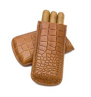Tampa Fuego Cigar Case Deep Croco Grain Genuine Leather Cognac