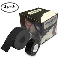 FOU Kinesiology Recovery Therapeutic Tape, Waterproof Muscle Support for Athlete,Sports Injury Tape 1 inch x 16.4 ft / 2.5cm 5m (1+1 Pack Black)