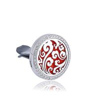 Anavia 1.18" Dia Car Aromatherapy Essential Oil Diffuser Vent Clip 316L Stainless Steel Silver Plated Locket Air Freshener with 12 Refill Pads and Box (Clouds with Rhinestone)