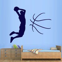UTF4C Wall Decal Basketball Player Ball Basket Football Baseball Jumping Sport Decals