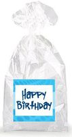 Cool Blue Happy Birthday Party Favor Bags with Ties - 12pack