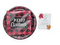 Christmas New Years Holiday Red and Black Buffalo Check Party Paper Dinnerware Bundle - 3 Items: Dinner Plates, Dessert Plates, Napkins Service for 20 (Merry Christmas Plaid)