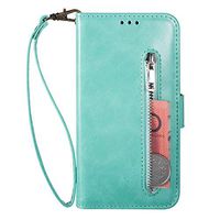 Cfrau for Samsung Galaxy S10 Zipper Wallet Case with Black Stylus,Premium Scratch Resistant Credit Card Holder Purse Wrist Strap Magnetic Flip Case with Money Coin Pocket,Green