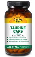 Country Life Taurine 500 mg w/B-6, 100 Capsules