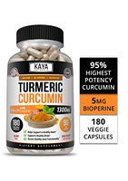 Kaya Naturals Turmeric Platinum, 180 Count Capsules, Bioperine, Premium Pain Relief & Joint Support with 95% Standardized Curcuminoids (180 Capsules)