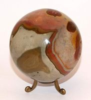 Polychrome Jasper Crystal Sphere with Stand 95mm Large Size 3.7"