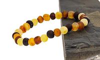 Connene Elastic Baltic Amber Bracelet Adult, Unisex, Carpal Tunnel Natural Remedy. Raw Multicolor 8”