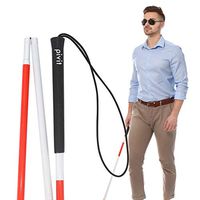 Pivit Folding Blind and Visually Impaired Cane, 41" Reflective Red | Features Wrist Strap & Textured Handle | Red & White Reflector Tape for Nighttime Visibility | Lightweight and Folds Easily