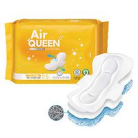AIRQUEEN (Large Super Ultra Slim Pads 1 Pack / 5 Total) Real Breathable Certified 100% Organic Cotton Menstrual Pads for Period - Ultra Slim & Super Absorbency Sanitary Napkins with Wings