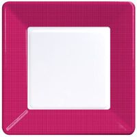 Coordinate Textured Square 9-inch Plates, Hot Magenta