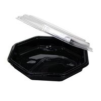 Pactiv Reynolds PET Premium Octogonal Food Container Black/Clear, 30 oz. | 150/Case