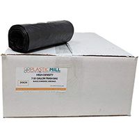 PlasticMill 7-10 Gallon Garbage Bags, High Density: Black, 8 Micron, 24x24, 1000 Bags.
