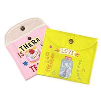 Honbay 2PCS Cute Cartoon Sanitary Napkin Cotton Bag Tampons Bag Storage Organizer Pouch for Women and Girls