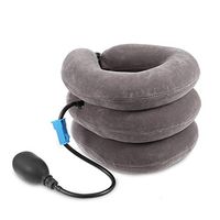 Cervical Neck Traction Travel Pillow Device - Inflatable & Adjustable Neck Stretcher Collar Device - Promotes Better Posture and Provides Pain Relief (Gray)