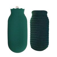 MEIBI Knit Hot Water Bottle Premium Rubber 550ML Classic Elegant Pure Colored Knit Cover, with Knit Cover for Pain Relief, Hot & Cold Therapy (Color : Green)