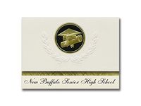 Signature Announcements New Buffalo Senior High School (New Buffalo, MI) Graduation Announcements, Presidential Elite Pack 25 Cap & Diploma Seal. Black & Gold.