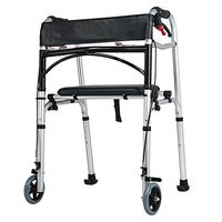 XIHAA Elderly People Walker Height Adjustable Folding with Leather Cushion Aluminum Alloy Pulley Disabled Person Walking Rehabilitation Equipment Bathroom Bath Chair(Dual Wheeled),Doublewheel