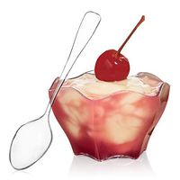 Flower Shape Mini Bowl-Spoons Included-2.7 ounce-50 Count-Clear Plastic - Six Sided Bowl - Hexagonal Bowl-Petal Shaped Mini Dessert Cup-Serving Bowl- Disposable or Reusable