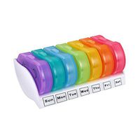 HEALLILY Pill Container 1 Pcs Pill Box 7 Colors Portable Weekly Medicine Organizer Dispenser for Vitamins, Fish Oil, Supplements and Medication Collection