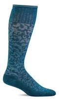Sockwell Women's Damask Moderate Graduated Compression Sock, Teal Blue - M/L