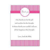 30 Personalized Thank You Card Notes Baby Girl Shower Kids Birthday Party Hot Pink Stripes Photo Paper