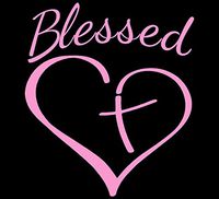 Blessed Cross And Heart Christian Decal Vinyl Sticker|Cars Trucks Vans Walls Laptop| PINK |5.5 x 4.75 in|CCI1559